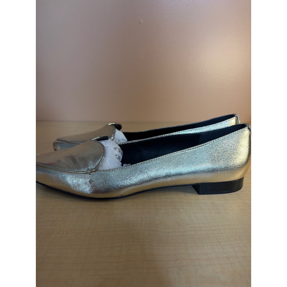 Calvin Klein Womens Metallic Gold Pointed Toe Loafers Slip On Flats Size 10 - Picture 2 of 6